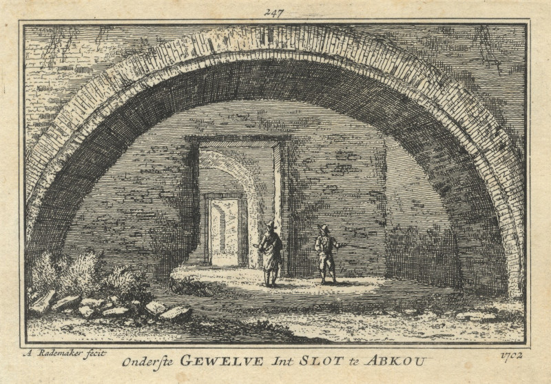 afbeelding van prent Int Slot te Abkou 1702 van A. Rademaker (Abcoude)