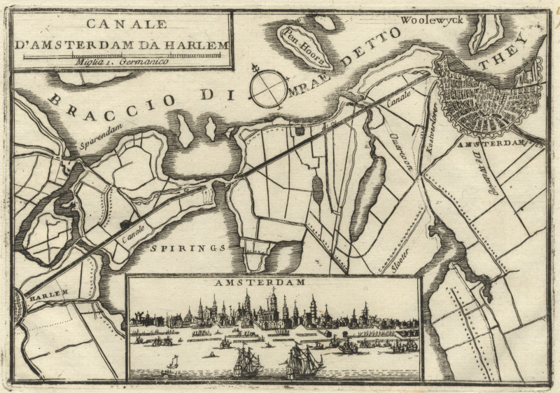 afbeelding van plattegrond Canale d´Amsterdam da Harlem van V. Coronelli (Amsterdam, Haarlem)