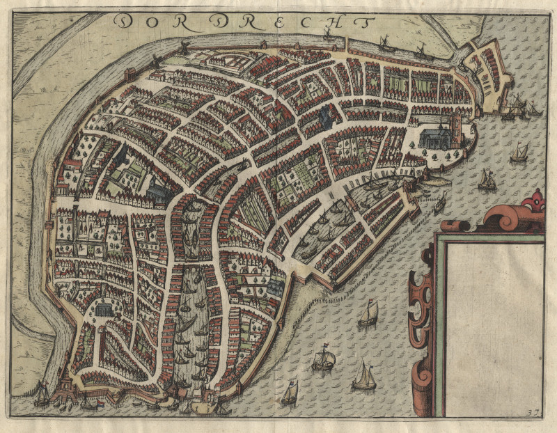 afbeelding van plattegrond Dordrecht van nn naar L. Guicciardini (Dordrecht)