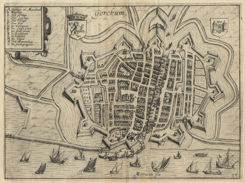 afbeelding van plattegrond Gorchum van L. Guicciardini (Gorinchem)
