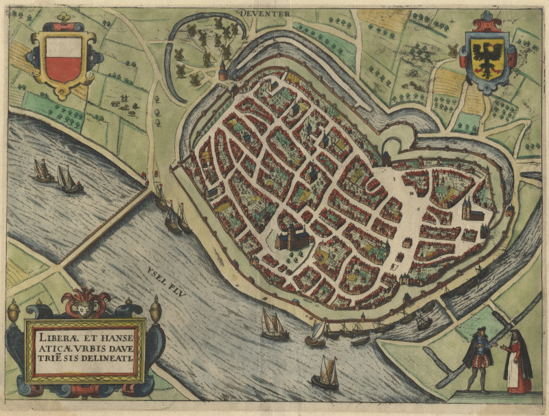 afbeelding van plattegrond Liberae et Hanseaticae Urbis Davetriesis Delineatio van L. Guicciardini (Deventer)