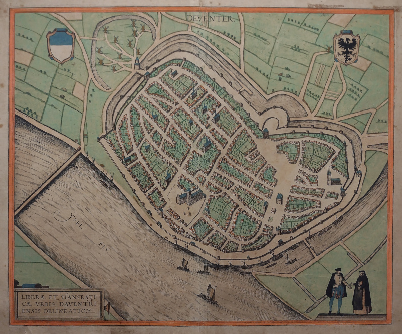 afbeelding van plattegrond Deventer. LIberae et Hanseaticae Urbis Daventriensis Delineatio van Braun en Hogenberg (Deventer)