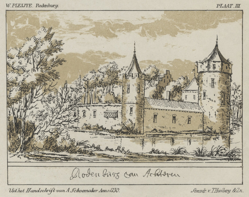 afbeelding van prent Rodenburg van achteren van T. Hooiberg naar A. Schoemaker