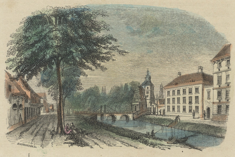 afbeelding van prent Utrechts stadsgezicht van E. Vermorcken (Utrecht)