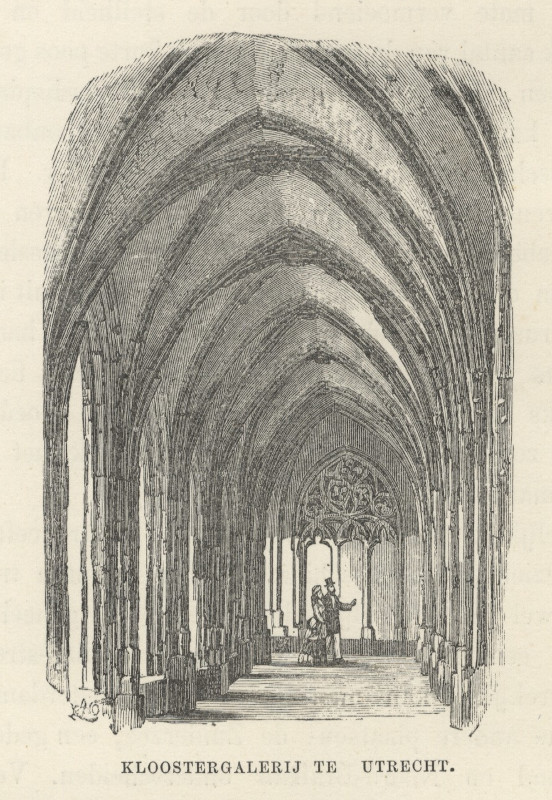 afbeelding van prent Kloostergalerij te Utrecht van nn (Utrecht)