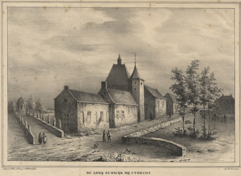 afbeelding van prent De Abdij Oudwijk bij Utrecht van A. Rademaker (Utrecht)
