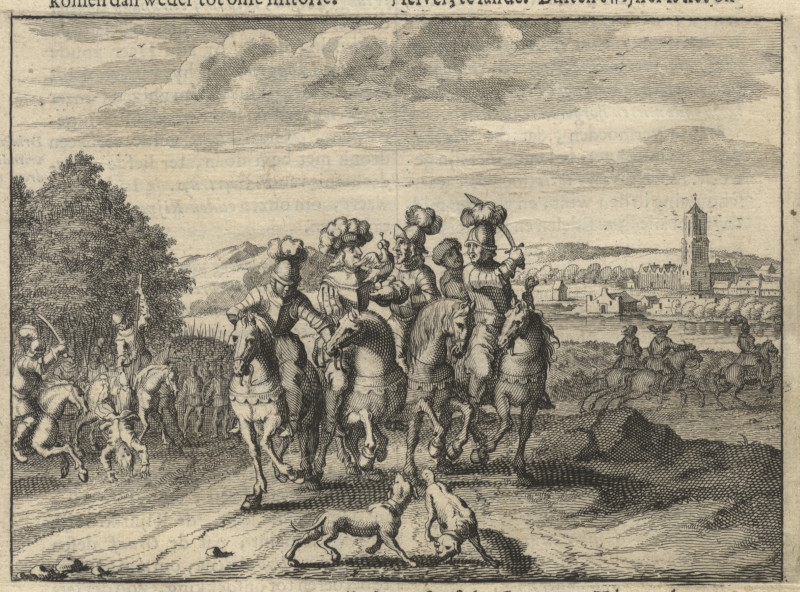 afbeelding van prent Gijsbrecht van Amstel neemt Floris V gevangen van nn (Utrecht)