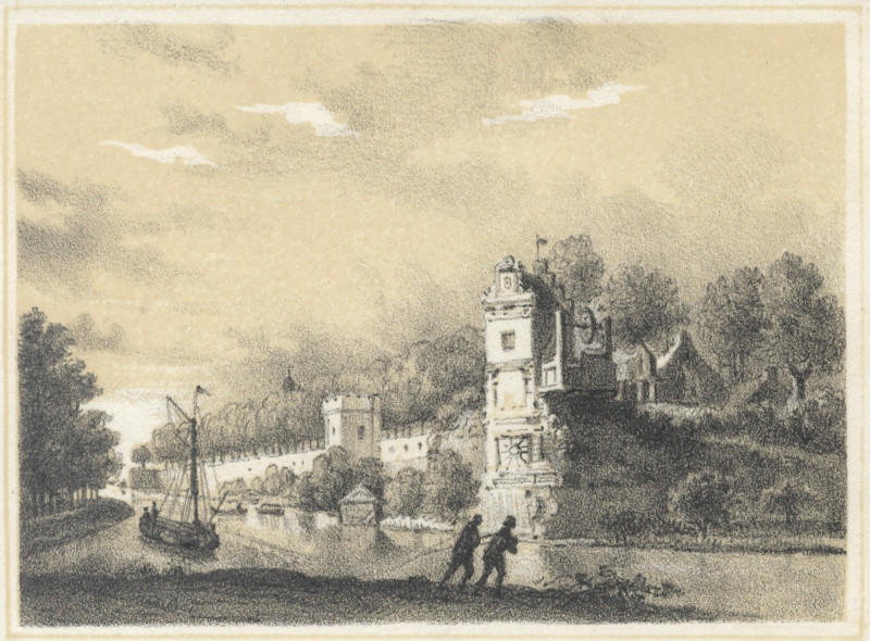 afbeelding van prent Het bolwerk Sonnenburg en Servaas toren te Utrecht van nn naar H. Spilman (Utrecht)