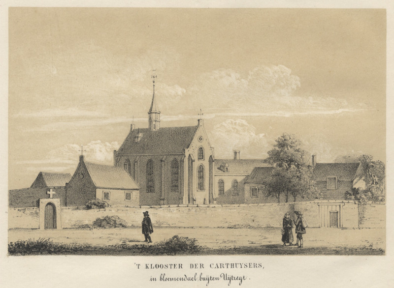 afbeelding van prent &acute;t Klooster der Carthuysers, in bloemendael, buijten Uijtregt van nn (Utrecht)
