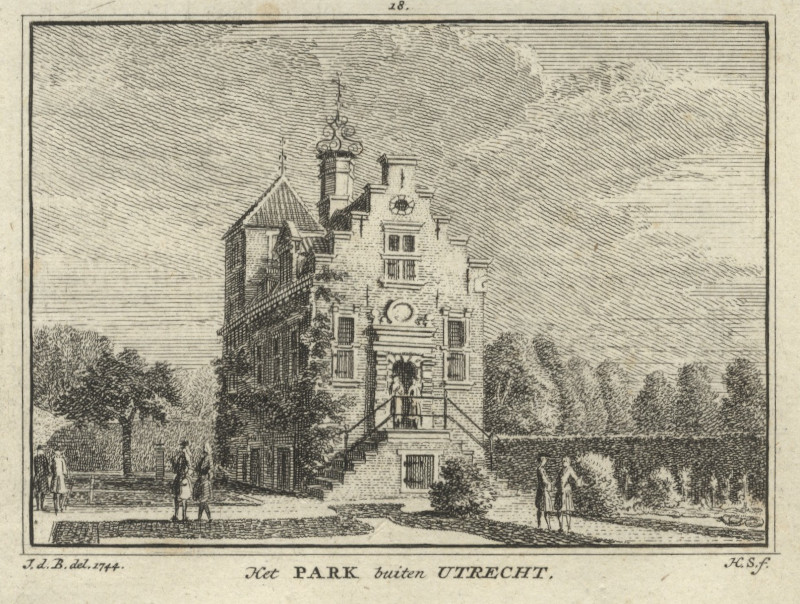 afbeelding van prent Het Park buiten Utrecht van H. Spilman naar J. de Beijer (Utrecht)
