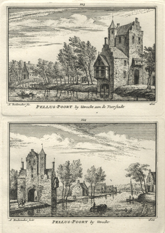 afbeelding van prent Pellus-Poort by Utrecht aan de Voorstadt; Pellus-Poort by Utrecht van A. Rademaker (Utrecht)
