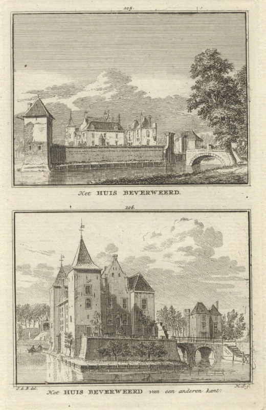 afbeelding van prent Het Huis Beverweerd; Het Huis Beverweerd van een anderen kant van H. Spilman naar J. de Beijer (Werkhoven)