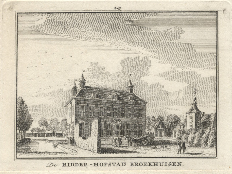 afbeelding van prent De Ridder-Hofstad Broekhuisen van H. Spilman, naar J. de Beijer (Leersum)