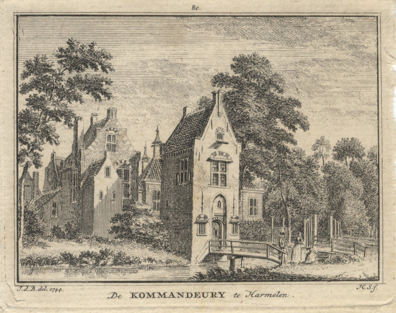 afbeelding van prent De Kommandeury te Harmelen van H. Spilman, naar J. de Beijer (Harmelen)