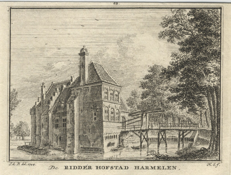 afbeelding van prent De Ridder Hofstad Harmelen van H. Spilman, naar J. de Beijer (Harmelen)