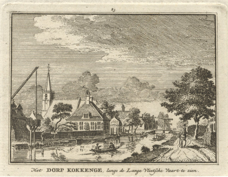 afbeelding van prent Het Dorp Kokkenge, langs de Lange Vlietsche Vaart te zien van H. Spilman (Kockengen)