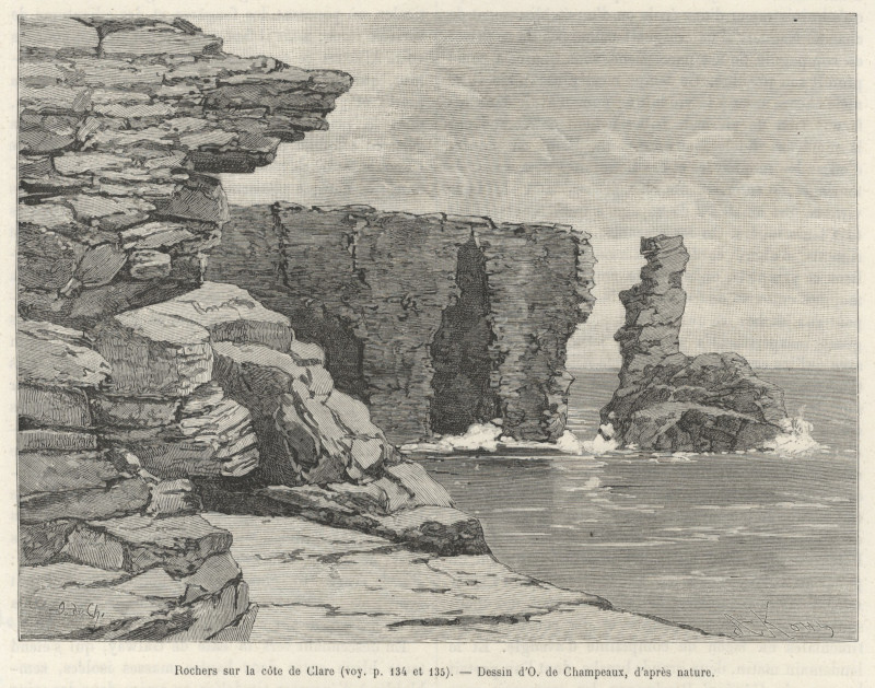 afbeelding van prent Rochers sur la cote de Clare van O. de Champeaux (County Clare)