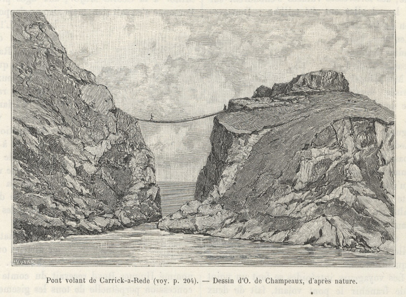 afbeelding van prent Pont volant de Carrick-a-Rede van O. de Champeaux (Carrick-a-Rede)