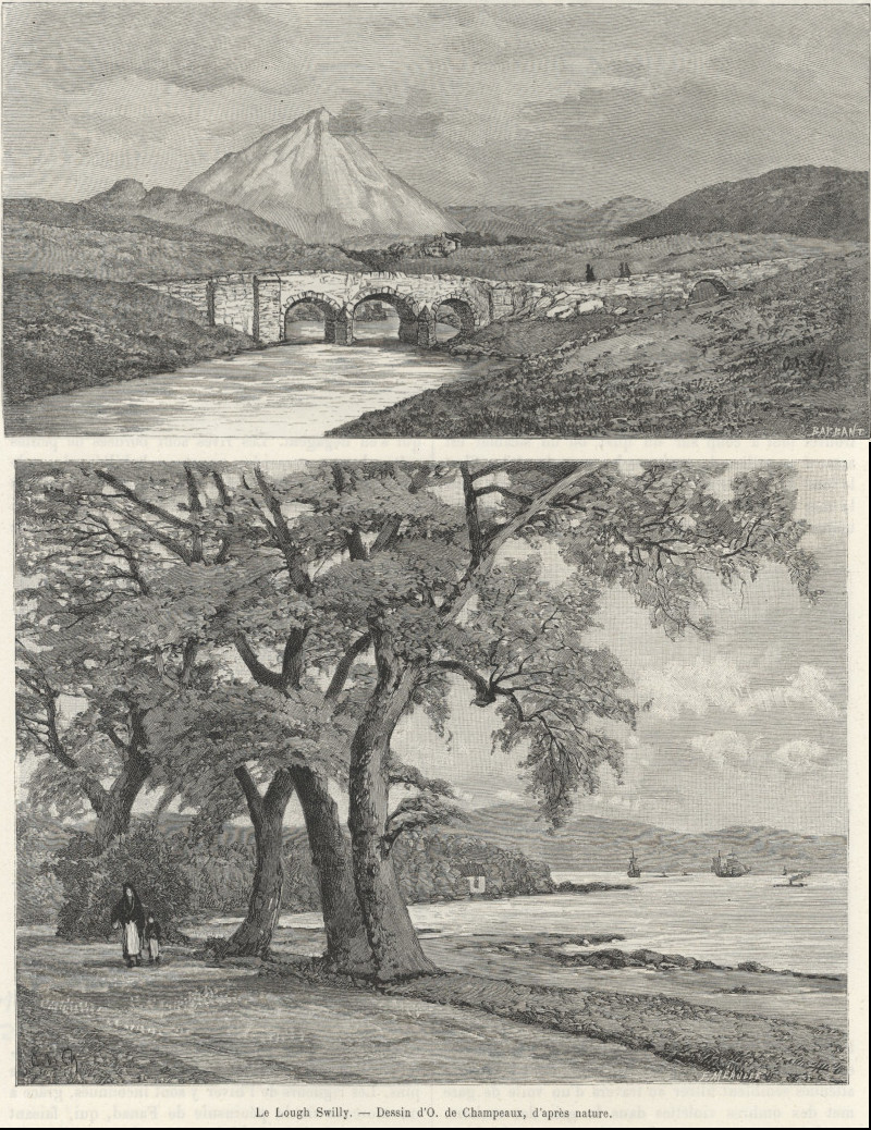 afbeelding van prent Le mont Errigal / Le Lough Swilly van O. de Champeaux (Errigal, Lough Swilly)