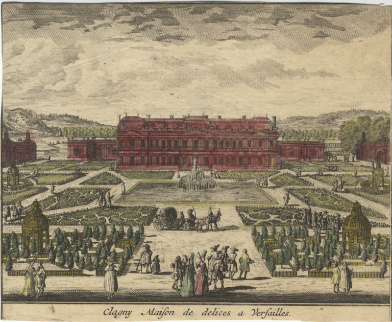 afbeelding van prent Clagny Maison de delices a Versailles van Pieter van der Aa (Versailles)