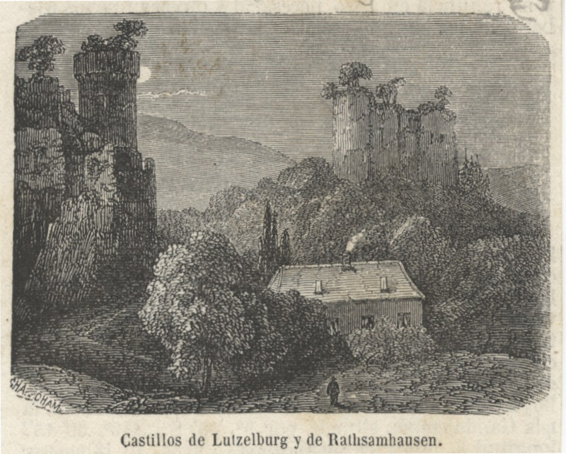 afbeelding van prent Castilles de Lutzelburg y Rathsamhausen van nn (Ottrott)