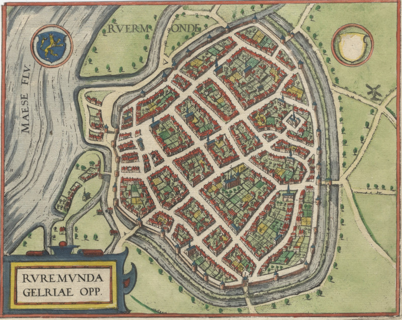 afbeelding van plattegrond Ruremunda Gelriae Opp. van G. Braun en F. Hogenberg (Roermond)