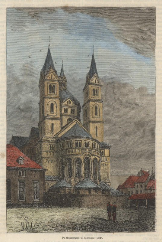 afbeelding van prent De Munsterkerk te Roermond (1874) van A. Barbere (Roermond)