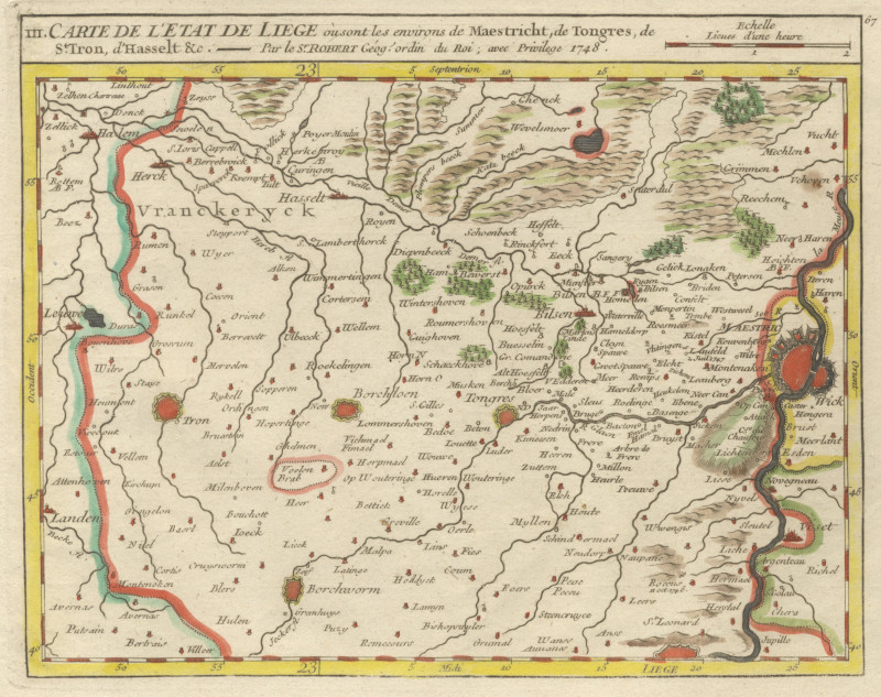 afbeelding van plattegrond Carte de l&acute;Etat de Liege, ou sont les environs de Maestricht,... van M. Robert (Luik)