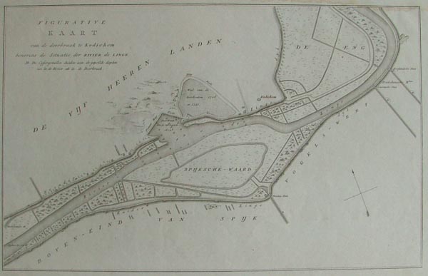 afbeelding van kaart Figuratieve kaart van de doorbraak bij Kedichem benevens de situatie der rivier de Linge van nn