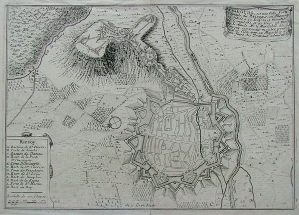 afbeelding van plattegrond Friburg van H. van Loon, naar Nicolas de Fer (Freiburg)