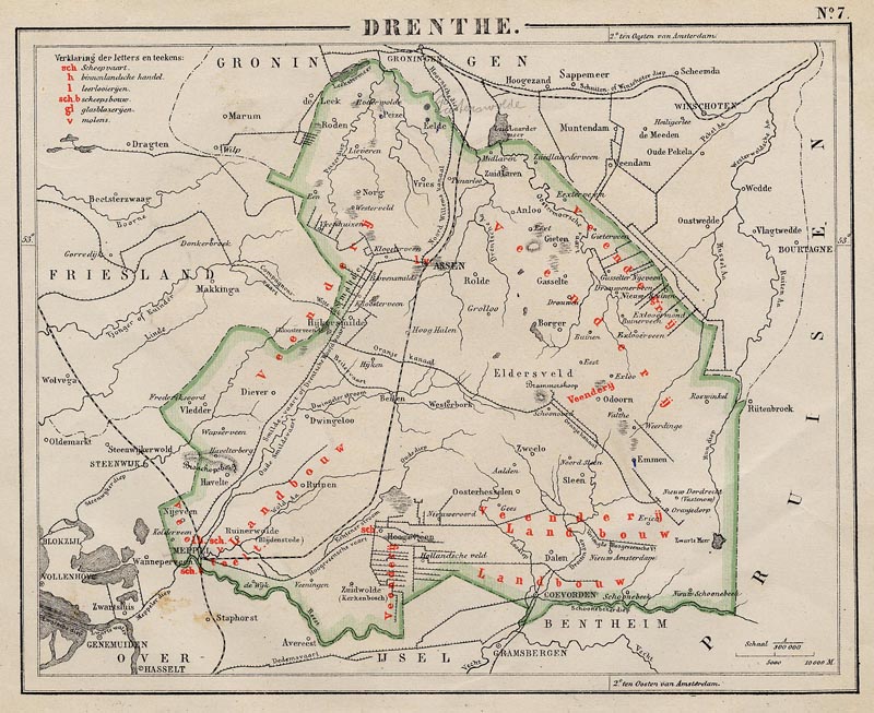 afbeelding van kaart Drenthe van N.W. Posthumus en Dr. J.M. van Bemmelen