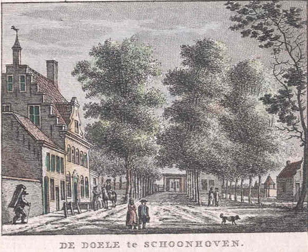 afbeelding van prent De Doele te Schoonhoven van Bendorp, Bulthuis (Schoonhoven)