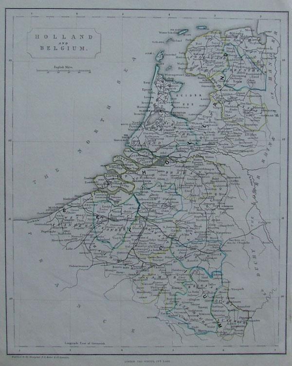 afbeelding van kaart Holland and Belgium van F.P. Becker, Virtue (Belgium)