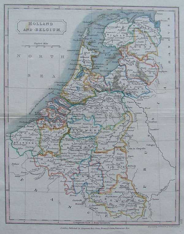 afbeelding van kaart Holland and Belgium van Hall (Belgium)