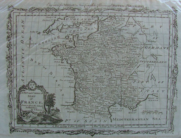 afbeelding van kaart A new and correct map of France, Drawn from the latest Authorities van Thomas Bowen