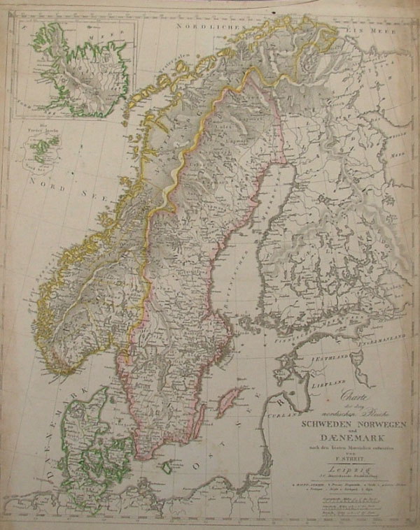 afbeelding van kaart Charte der drey nordischen Reiche SSchweden, Norwegen und Daenemark van F. Streit (Sweden)