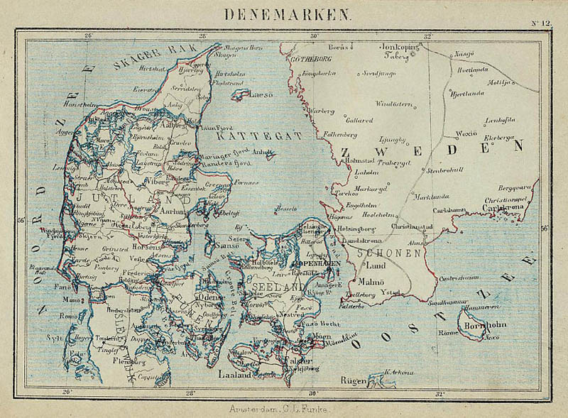 afbeelding van kaart Denemarken van Kuyper (Kuijper)