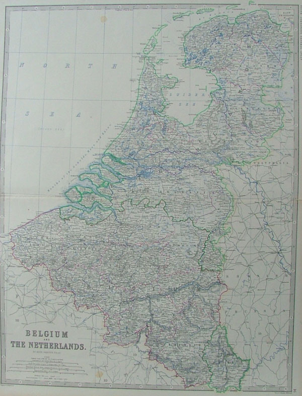 afbeelding van kaart Belgium and the Netherlands van Keith Johnston (Belgium)