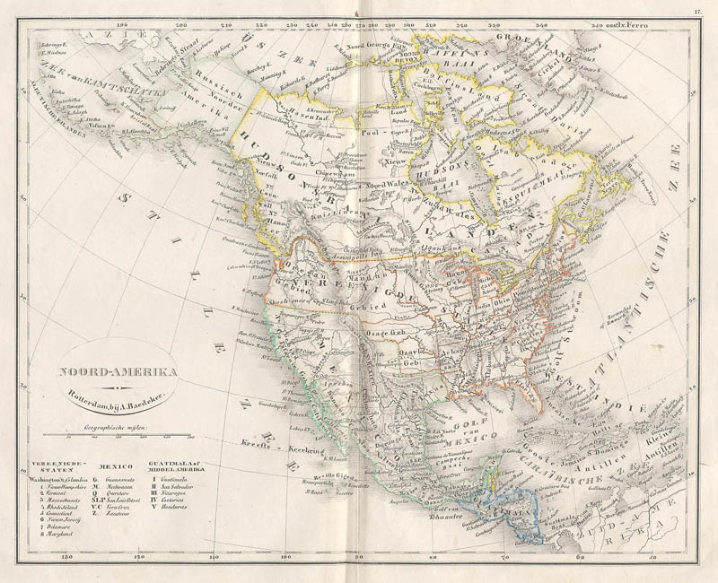 afbeelding van kaart Noord-Amerika van A. Baedeker, Rotterdam