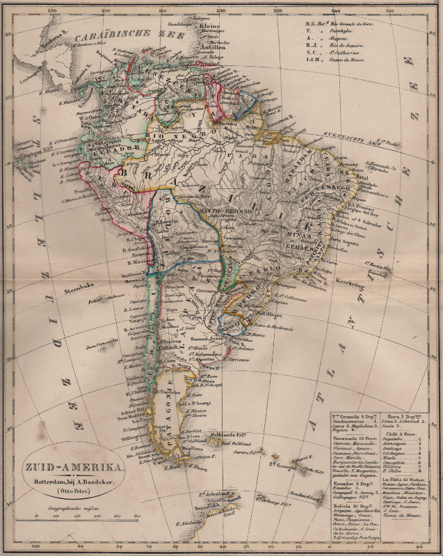 afbeelding van kaart Zuid-Amerika van A. Baedeker, Rotterdam