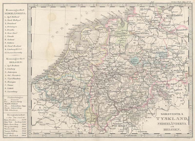 afbeelding van kaart Kaart  Nordvestra Tyskland, Nederländerna och Belgien. van Stieler
