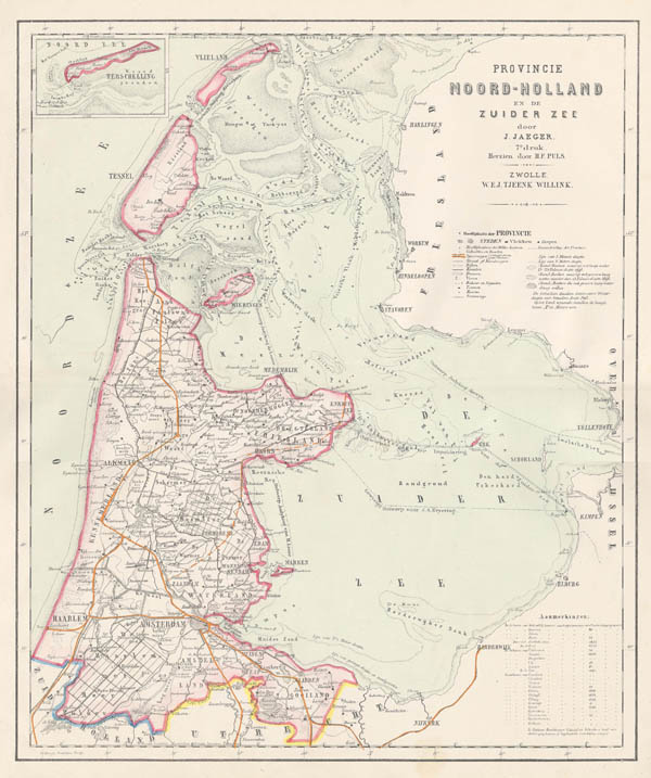 afbeelding van kaart Kaart van de Provincie Noord-Holland en de Zuider Zee. van Puls