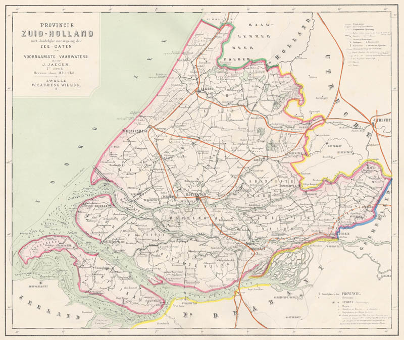 afbeelding van kaart Kaart van de Provincie Zuid-Holland met aanduiding der zeegaten. van Puls