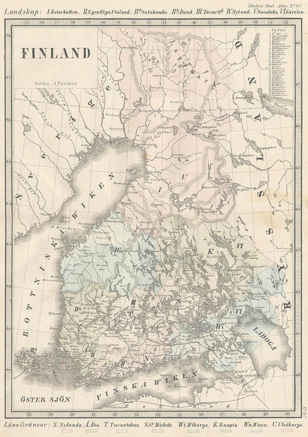 afbeelding van kaart Finland van Stieler