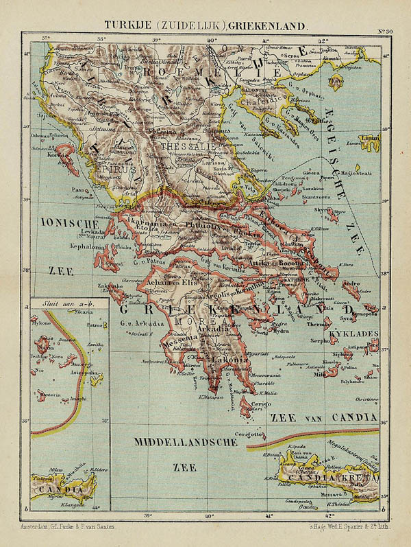 afbeelding van kaart Turkije (Zuidelijk), Griekenland van Kuyper (Kuijper)