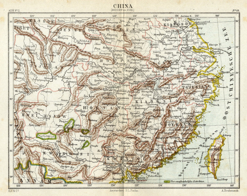 afbeelding van kaart China (Midden en Zuid) (Hong Kong, Macao) van Kuyper (Kuijper)