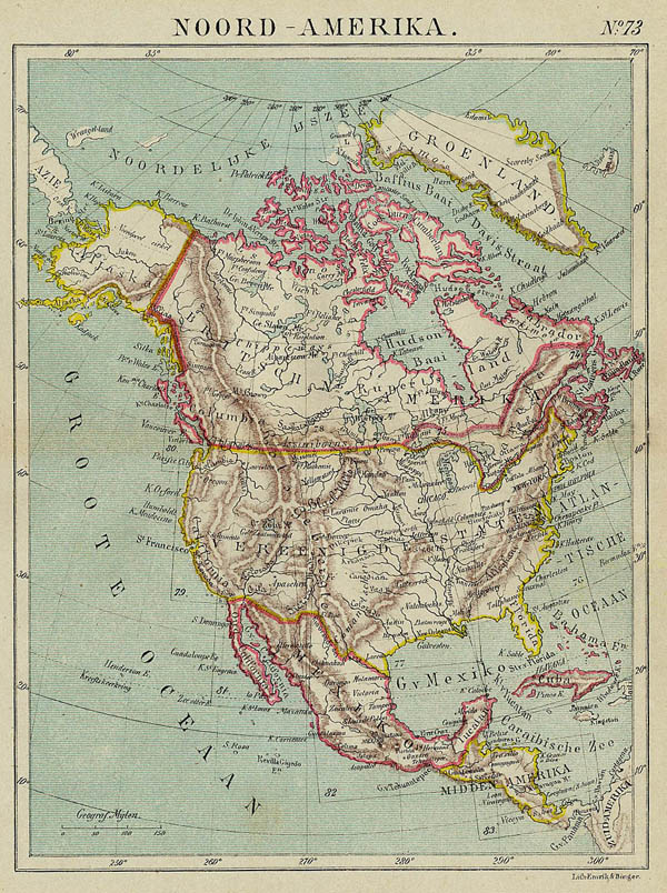 afbeelding van kaart Noord-Amerika van Kuyper (Kuijper)
