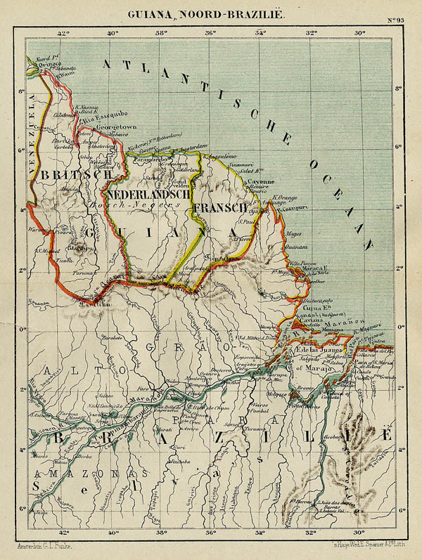 afbeelding van kaart Guiana, Noord-Brazilië van Kuyper (Kuijper)