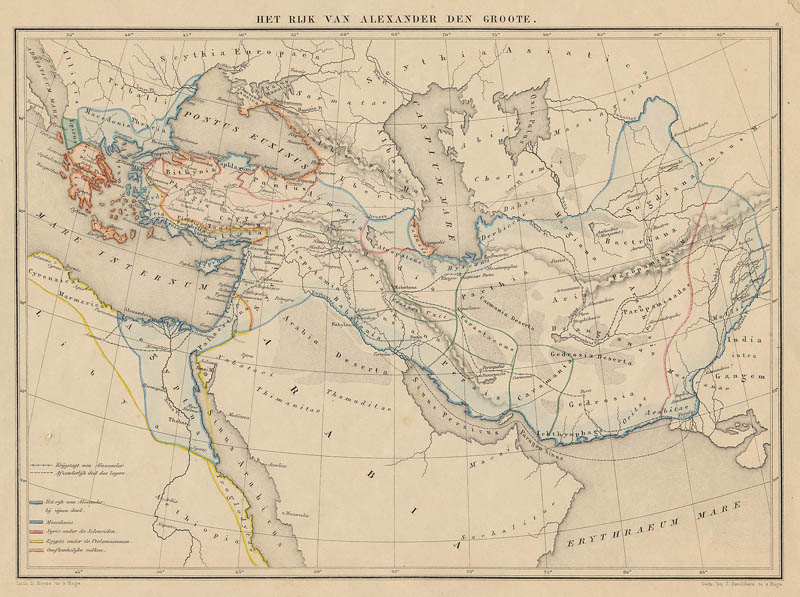 afbeelding van kaart Het Rijk van Alexander den Groote van De Erven Thierry en Mensing