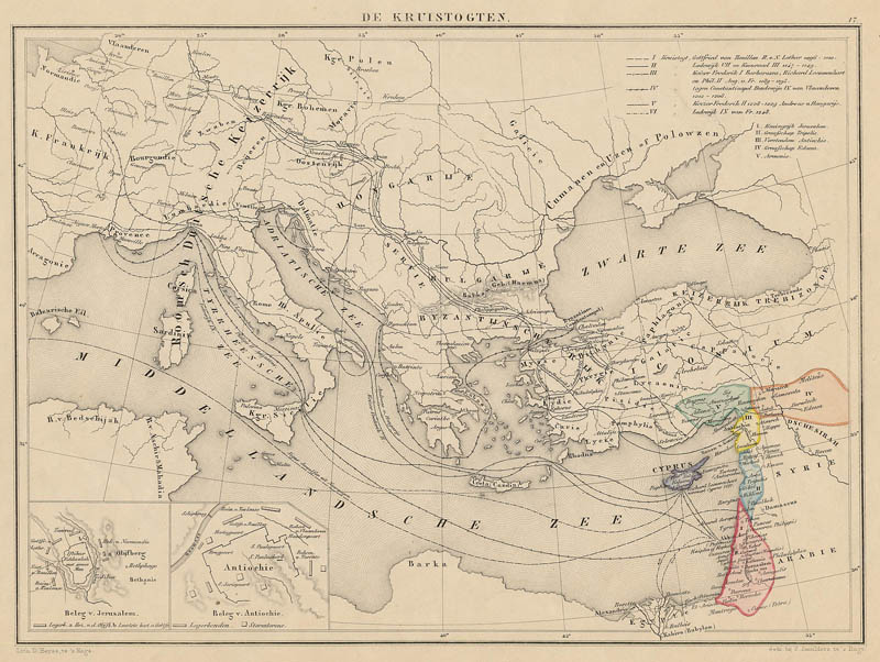 afbeelding van kaart De Kruistogten van De Erven Thierry en Mensing